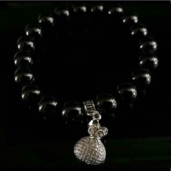 Handmade Genuine Black Onyx Natural Stone Bracelet - Picture 4 of 6